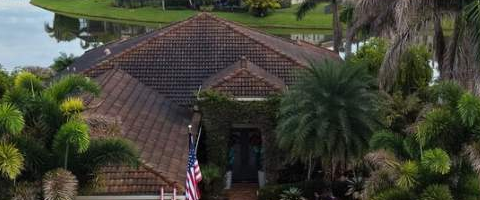 Tile roof before cleaning